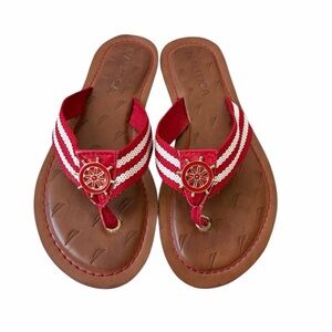 Nautica Women's Red and White Striped Sandals